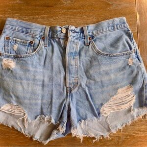 Levi's Light Blue Distressed Jean Shorts